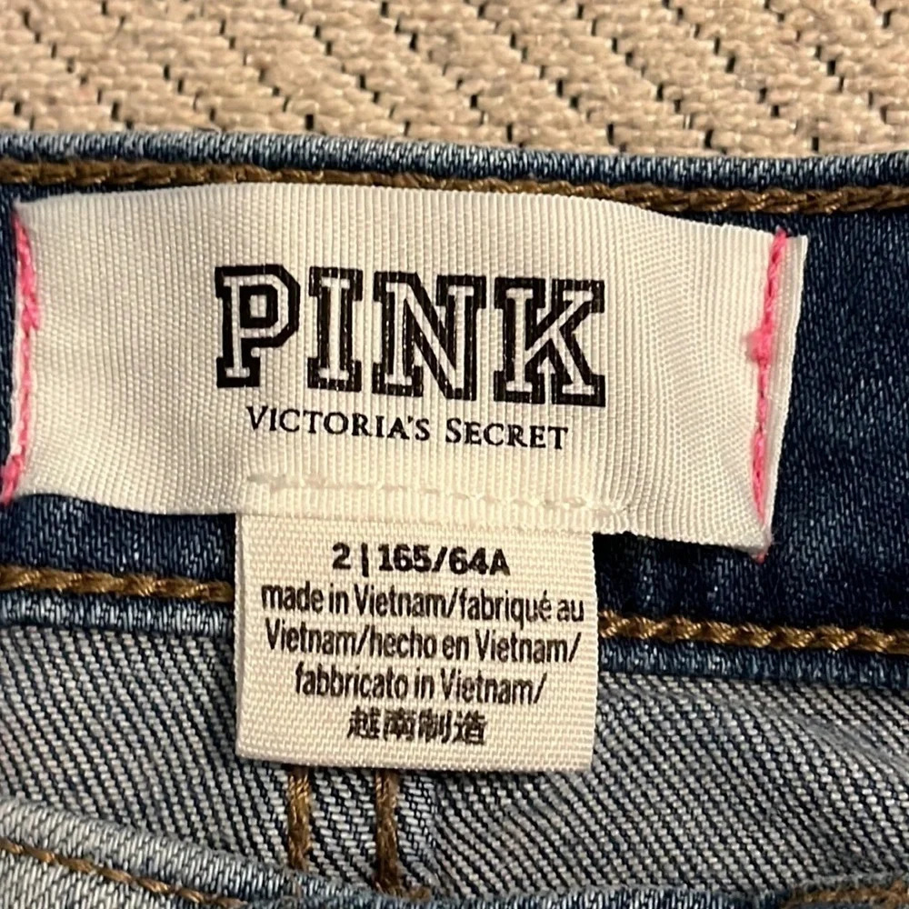 PINK denim distressed cut off shorts, 2” inseam - Picture 5 of 11